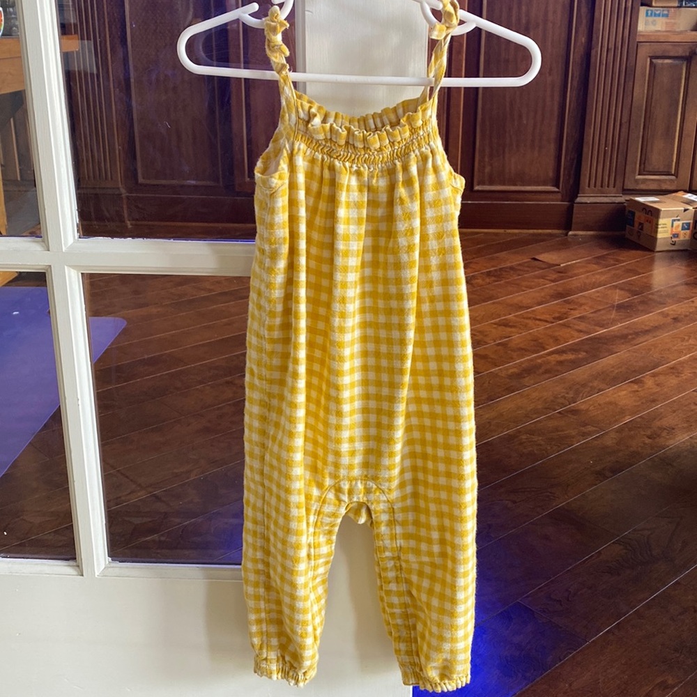 Gap yellow & white gingham jumper, 12-18 months